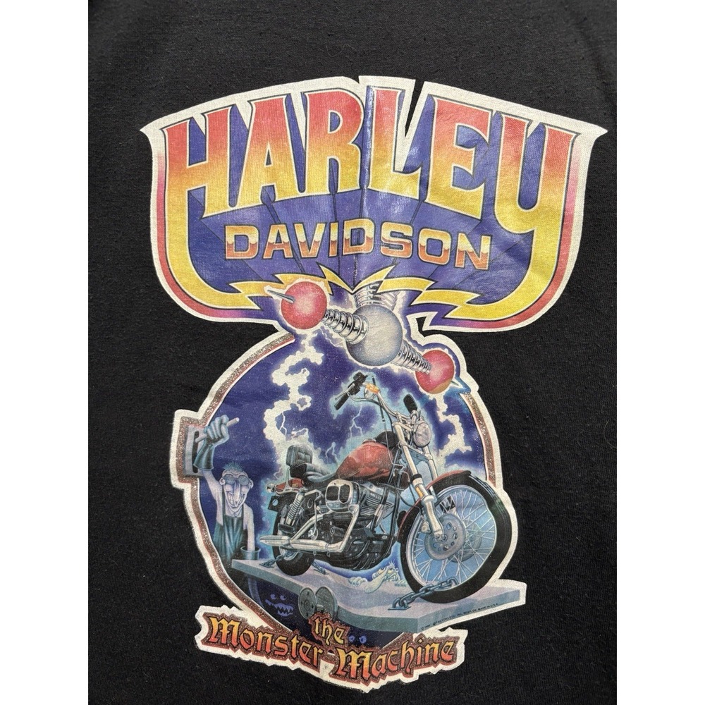 Harley Davidson Vintage Shirt Motorcycle MONSTER Machine Men's Large Black